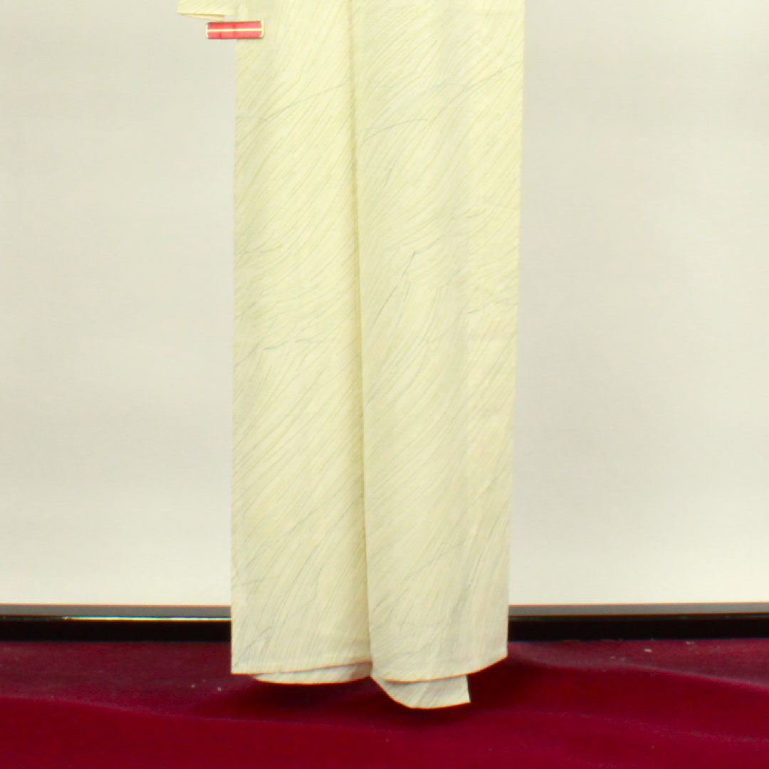夏物 正絹 小紋 身丈158.5cm 裄丈62.5cm 乳白色(にゅうはくしょく) 抽象模様 絽 Aランク クリーム系 1132000753315