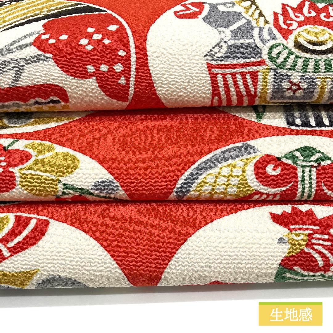 Nagoya Obi Red Toy Chirimen Obi Length 340cm Pure Silk S Rank Full Length Casual Red 1124006492312 Nagoya Style
