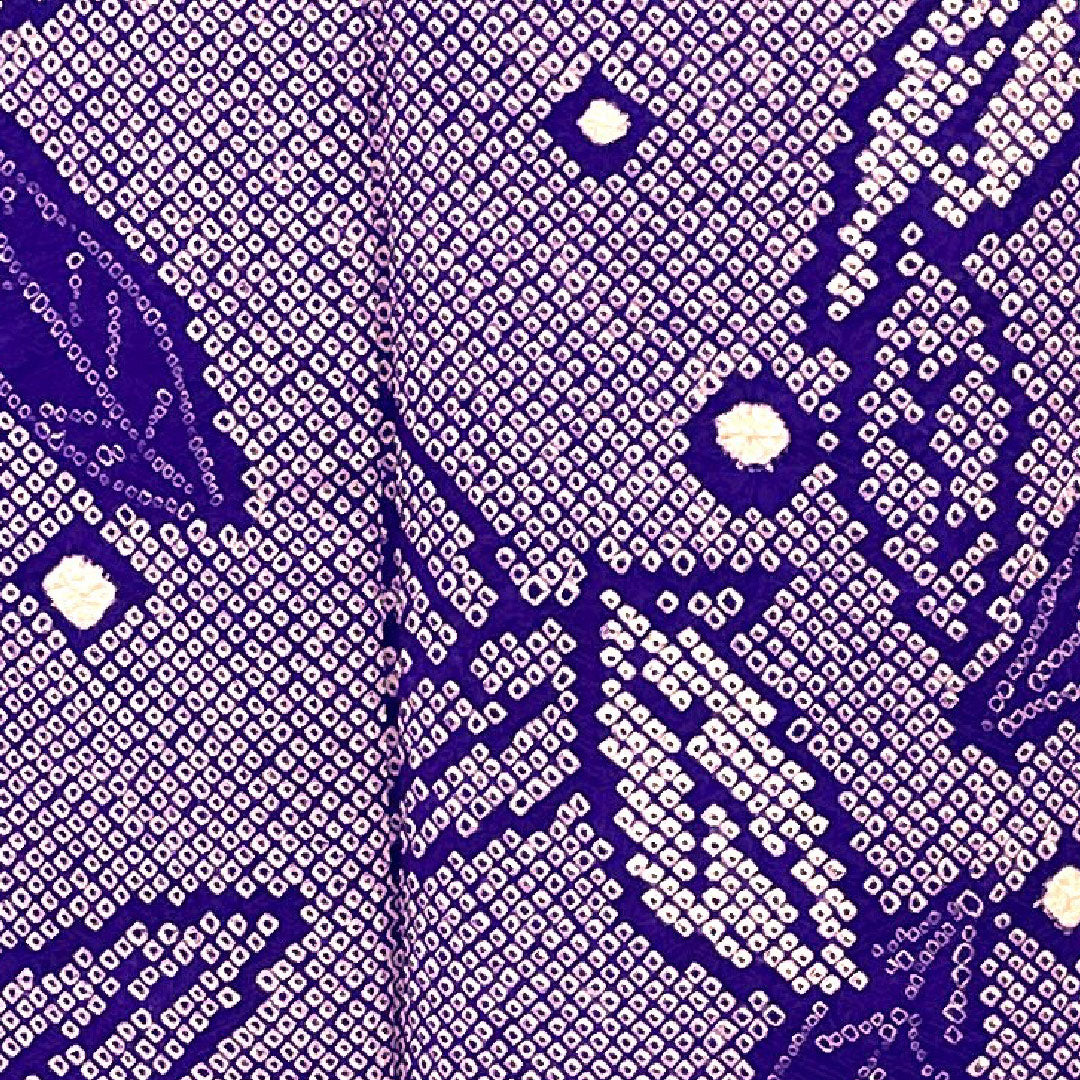 Komon, Length 158cm, Sleeve length 62cm, Awase, All tie-dye, Leaf pattern, Pure silk, A rank, Purple, 1115001883320