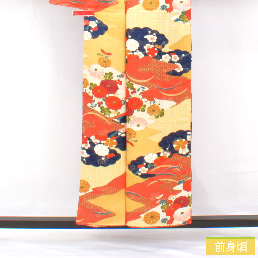 Komon, pure silk, length 153cm, sleeve length 62cm, lined, Kyo-Yuzen, auspicious pattern, A rank, gradation style, 1115004493299