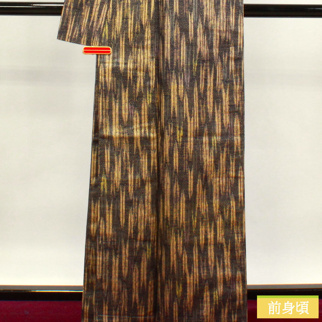 紬 正絹 身丈163cm 裄丈66cm 幾何学模様 しつけ糸付き Aランク 袷 グラデーション系 1116002873499