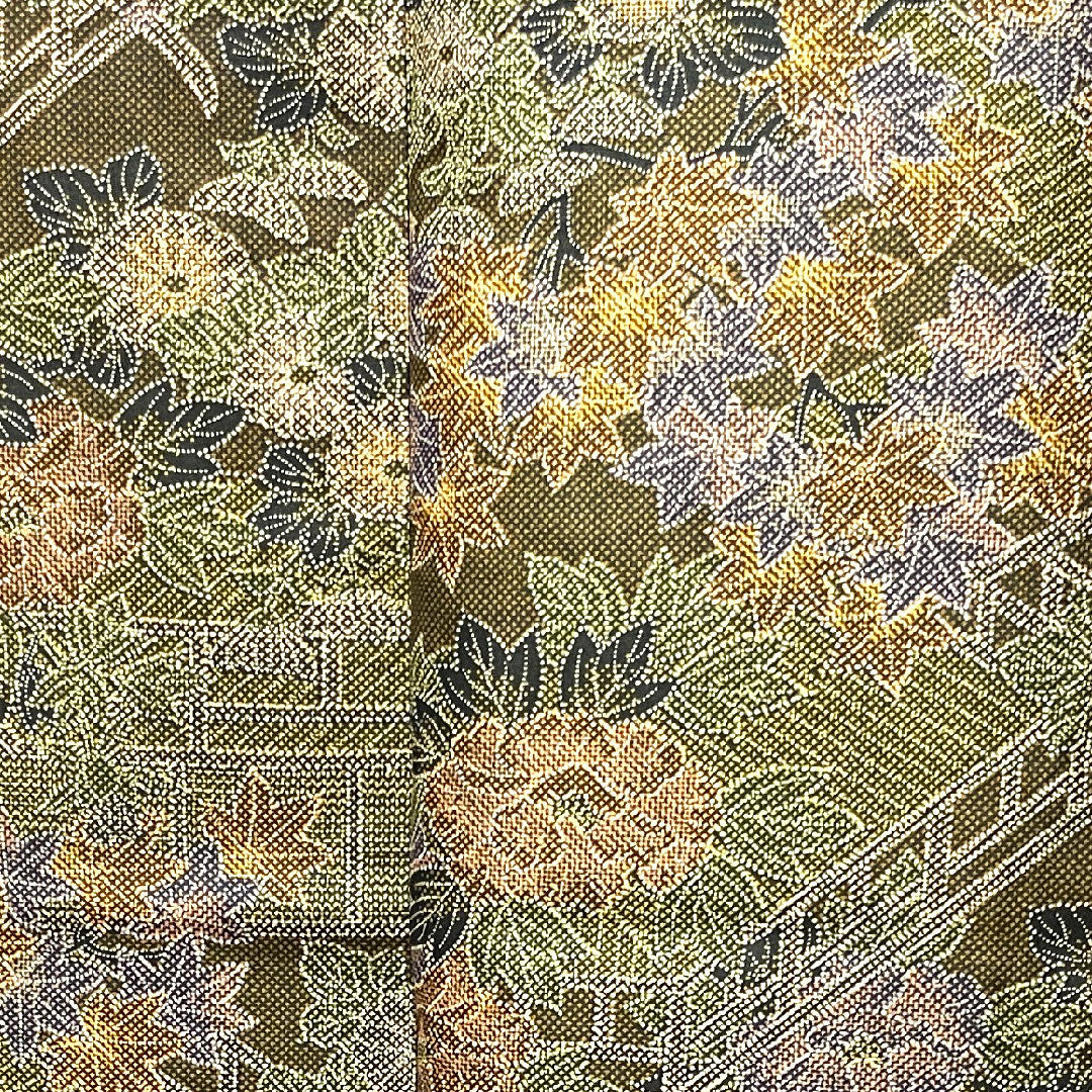 小紋 身丈158.5cm 裄丈64cm 袷 苦色 草花模様 正絹 Aランク 茶系 1115002723314