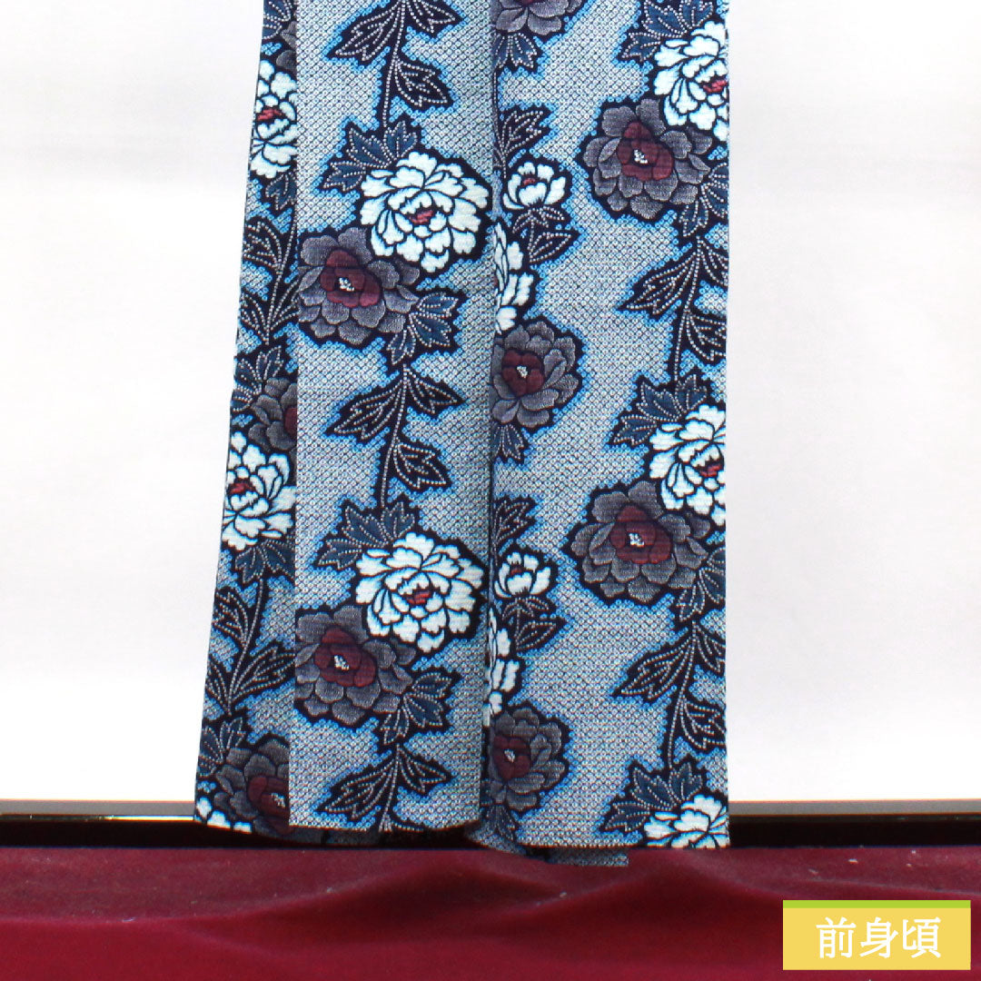 Yukata Cotton Length 156cm Sleeve length 65.5cm S rank Single layer Navy Deep navy Ripple Peony 1118004642318
