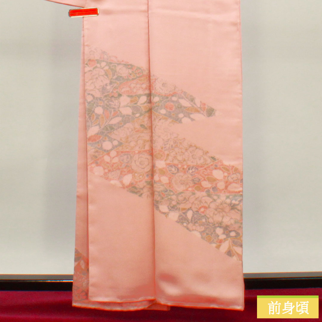 訪問着 正絹 袷 身丈161.5cm 裄丈64.5cm 浅紅色(あさべにいろ) 辻ヶ花 しつけ糸付き Sランク ピンク系 1112004462413