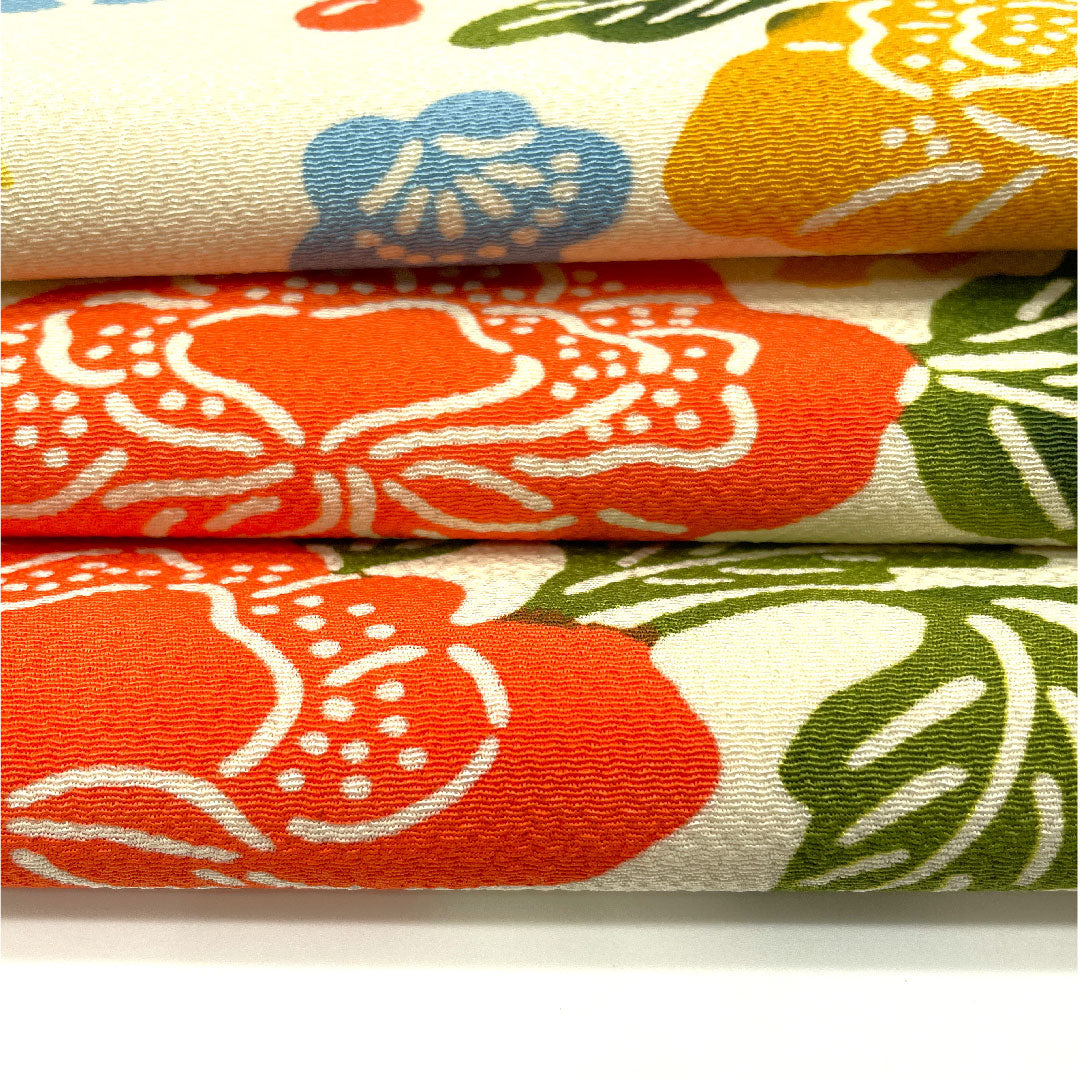 Nagoya obi, stencil-dyed obi, flower and bird pattern, obi length 378cm, pure silk, A rank, full length, casual, cream color, 1124002033315