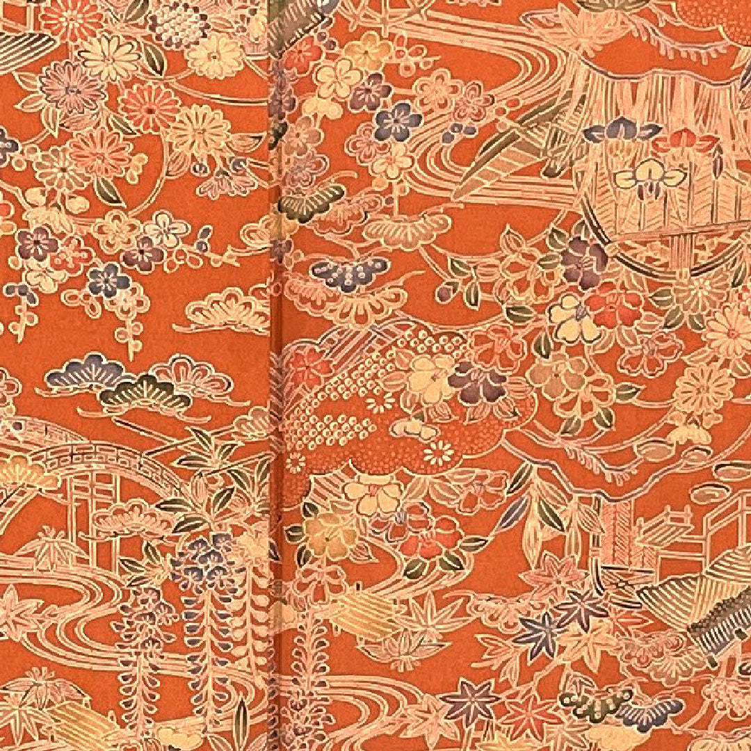 小紋 身丈163.5cm 裄丈67cm 袷 茶屋辻模様 正絹 Sランク 朱系 1115001642416