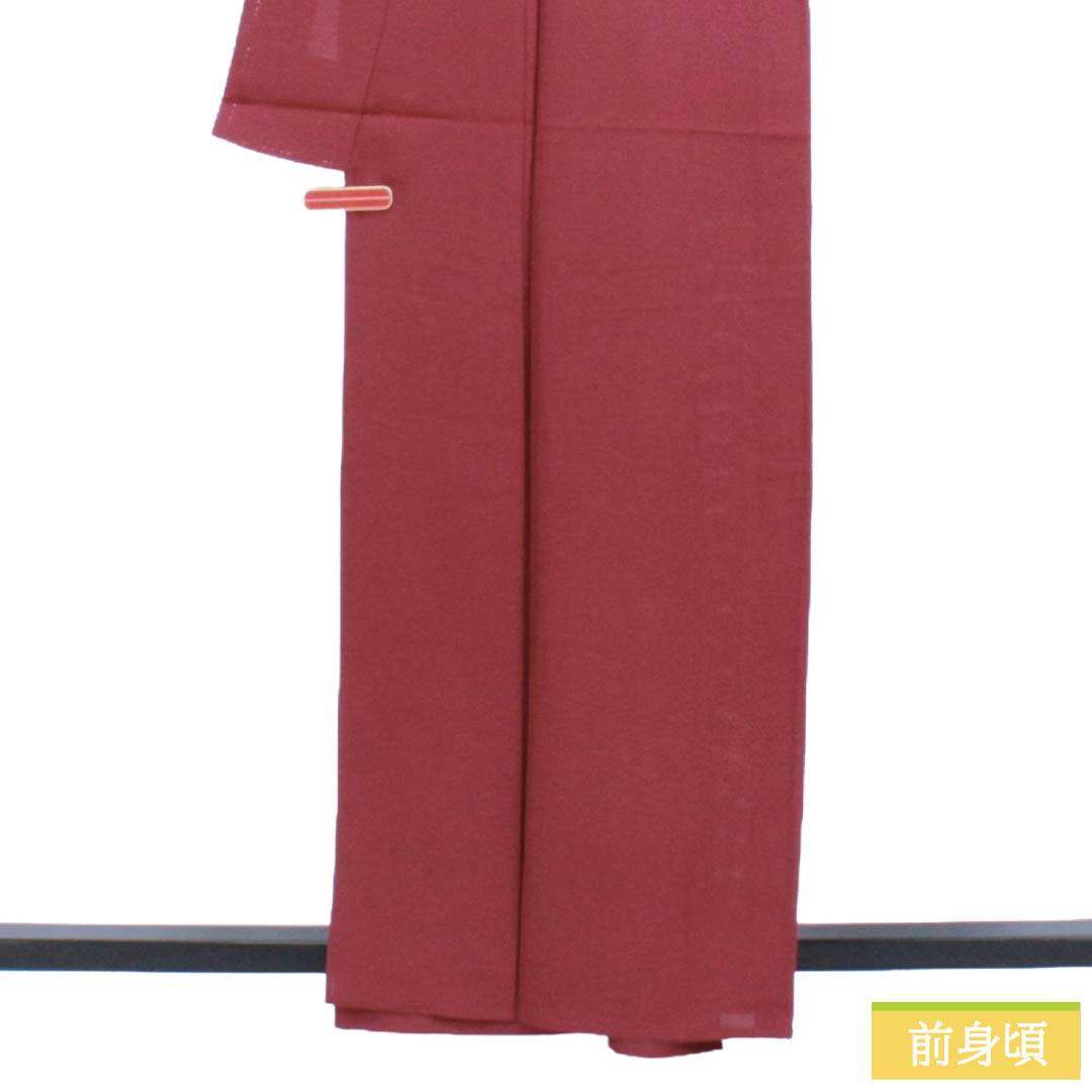 Summer Silk Iromuji Kimono, Rank A, Length 160cm, Sleeve-to-sleeve 66cm, Deep Red, Plain, Maruni Kikyo Mon (family crest), Hitotsumon, Ro weave, Red family, 1132003503412