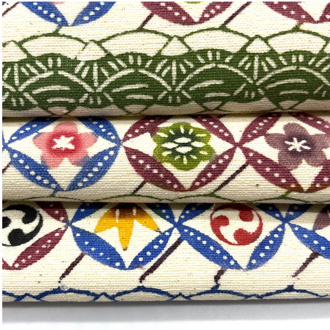 Nagoya obi, natural color, genuine bingata, circle with flower pattern, obi length 330.5cm, cotton, S rank, full length, casual, cream color, 1124003652315, Nagoya style