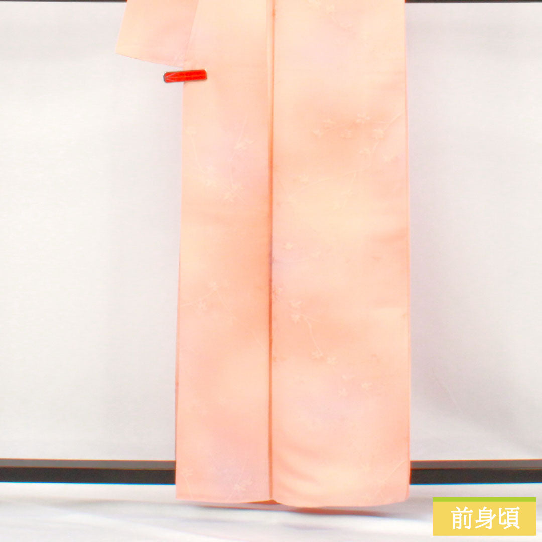小紋 正絹 Sランク 身丈161.5cm 裄丈64.5cm 袷 ぼかし染 枝花 一つ紋 木瓜 グラデーション系 1115007672499