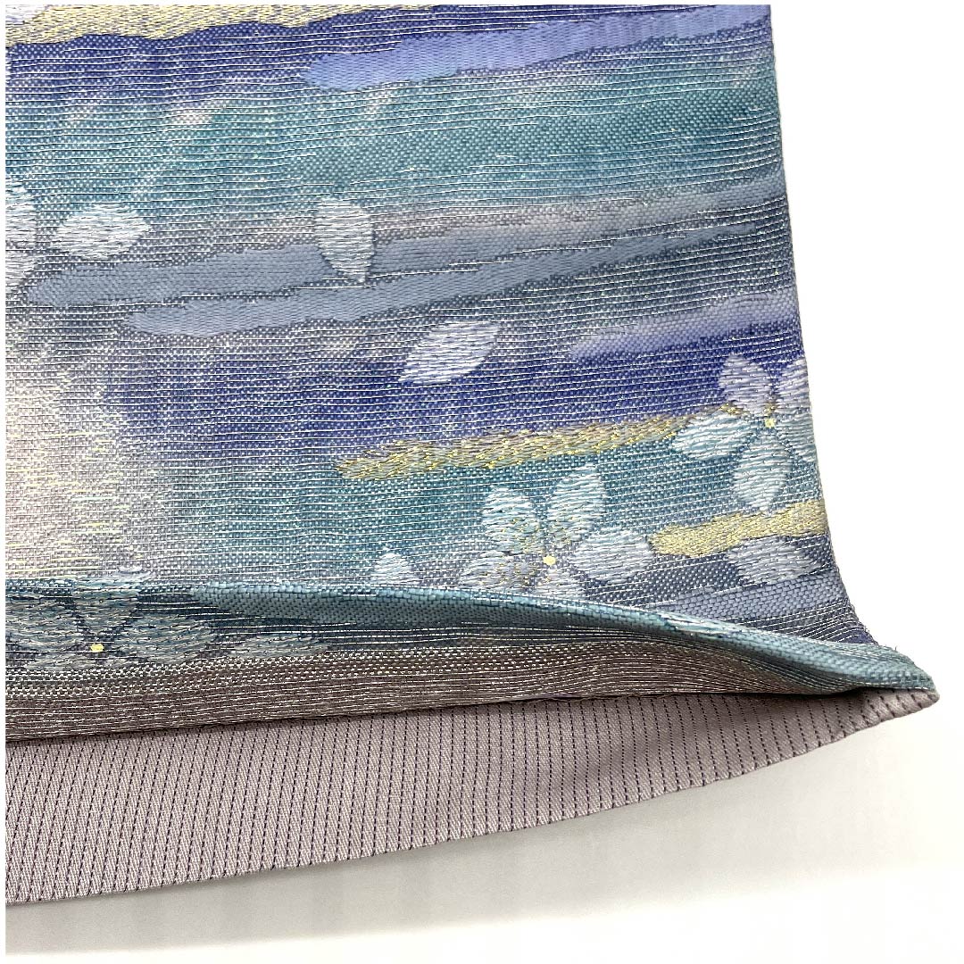 袋帯 小町鼠色(こまちねずいろ) 古典柄 小桜 帯丈428cm 正絹 Sランク 六通 セミフォーマル グラデーション系 1123008712399