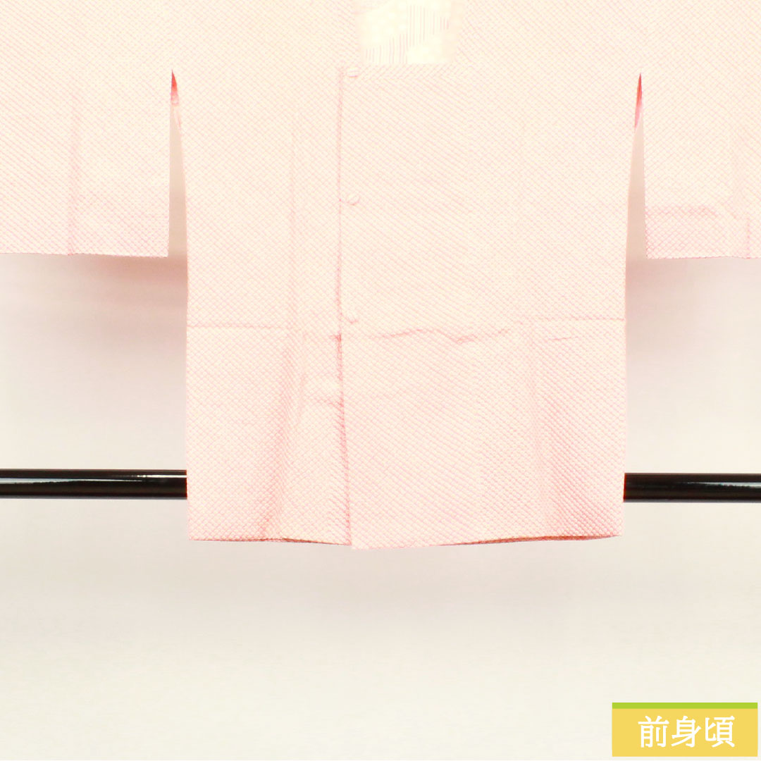 Michiyuki coat, pure silk, length 80.5cm, sleeve length 63cm, light pink plum color, all-dyed, pique dyed, S rank, lined, pink, 1117000732913