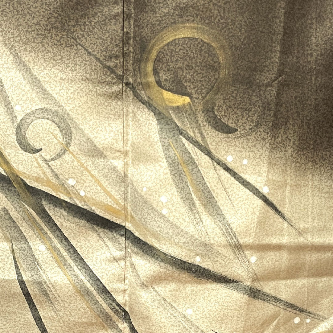 Homongi, lined, length 167cm, sleeve length 64cm, charcoal color, artist's work, Enso, pure silk, A rank, brown, 1112002473514