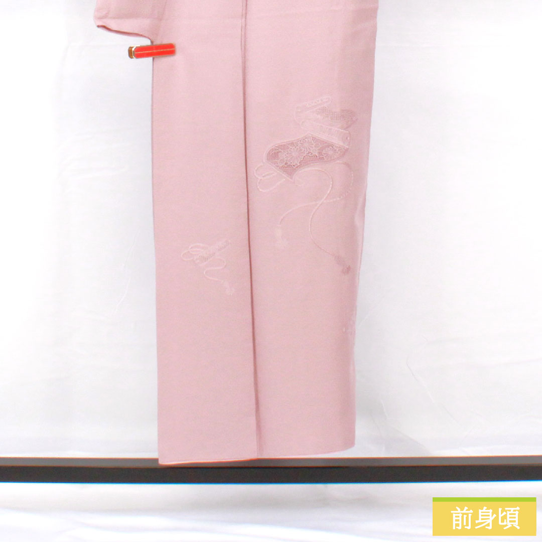 Homongi, pure silk, lined, length 149cm, sleeve length 62cm, light wisteria color, Shantou embroidery, Suzhou embroidery, one crest, medium-shaded five-three paulownia, S rank, purple, 1112005112120
