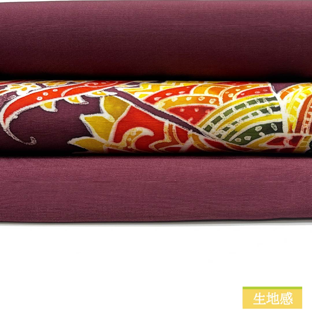 Nagoya obi, reddish purple, dyed obi, abstract flower, obi length 348cm, pure silk, S rank, point pattern, casual, purple, 1124007622320, Nagoya style
