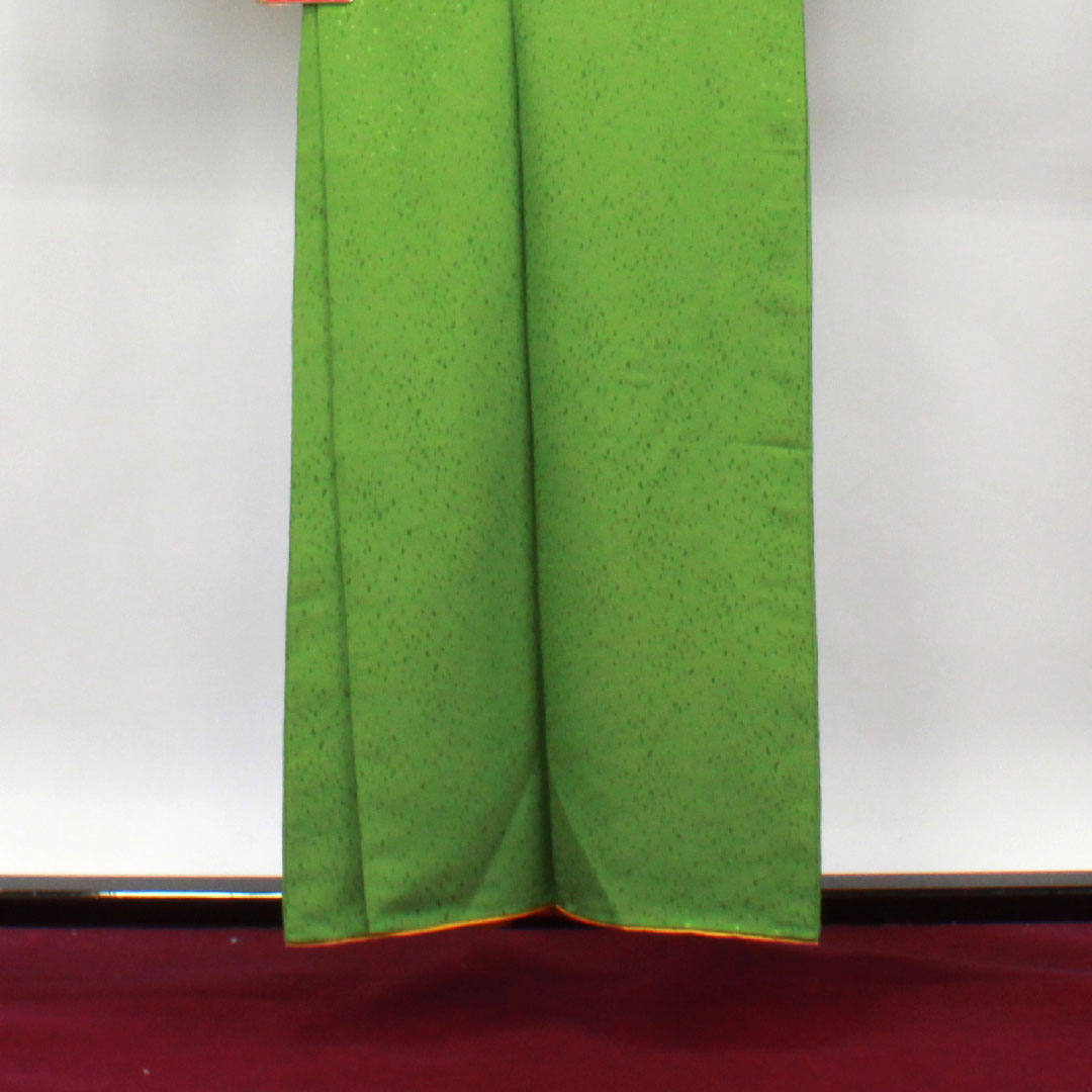 Plain color polyester evergreen washable kimono Length 156cm Sleeve length 63cm Lined S rank Green 1114001072319