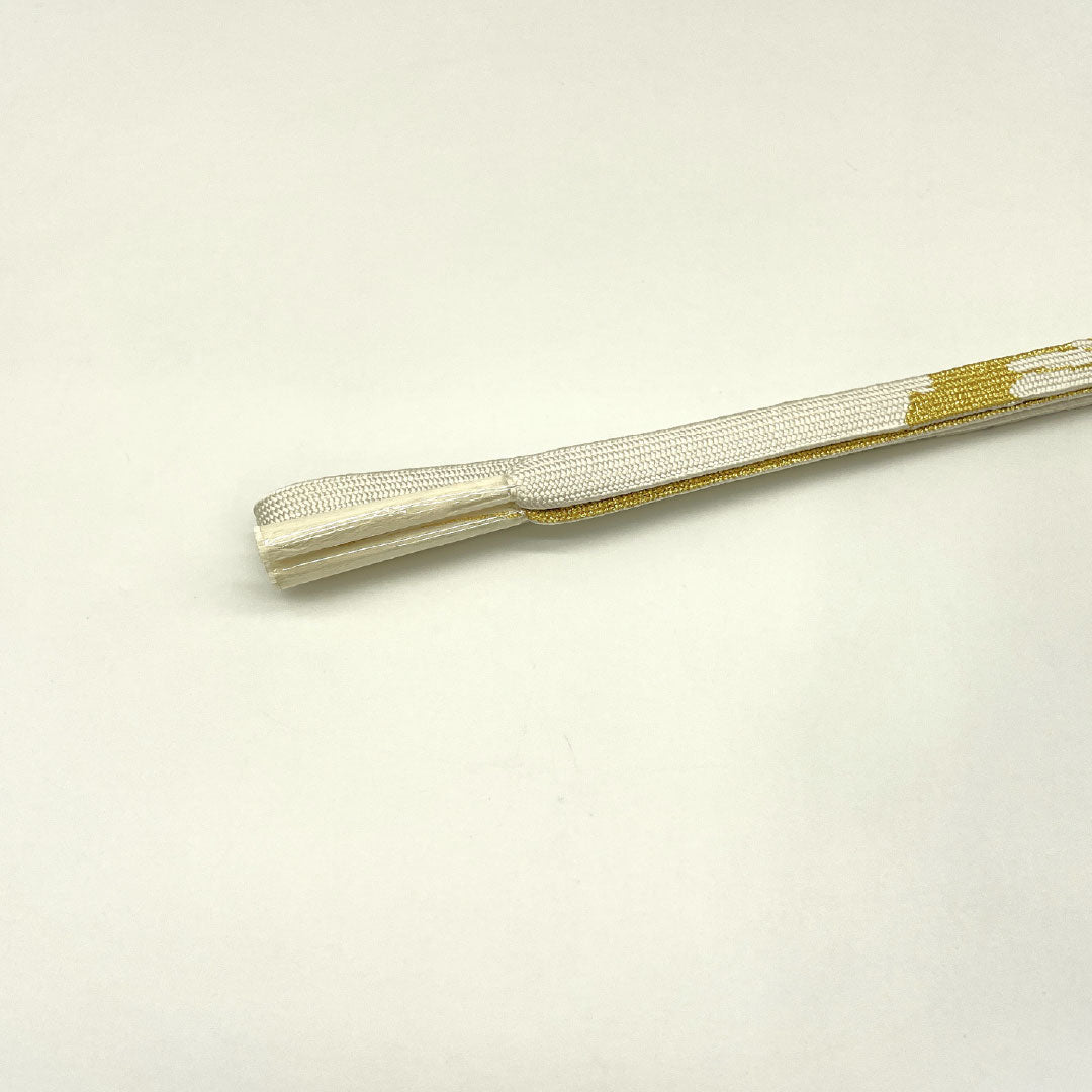 (新古品) 帯締め・帯揚げセット 正絹 NEWランク 白色(しろいろ) 乳白色(にゅうはくしょく) 古典柄 鶴 長さ約160cm 幅約1.7cm フォーマル 白系 1141000461311