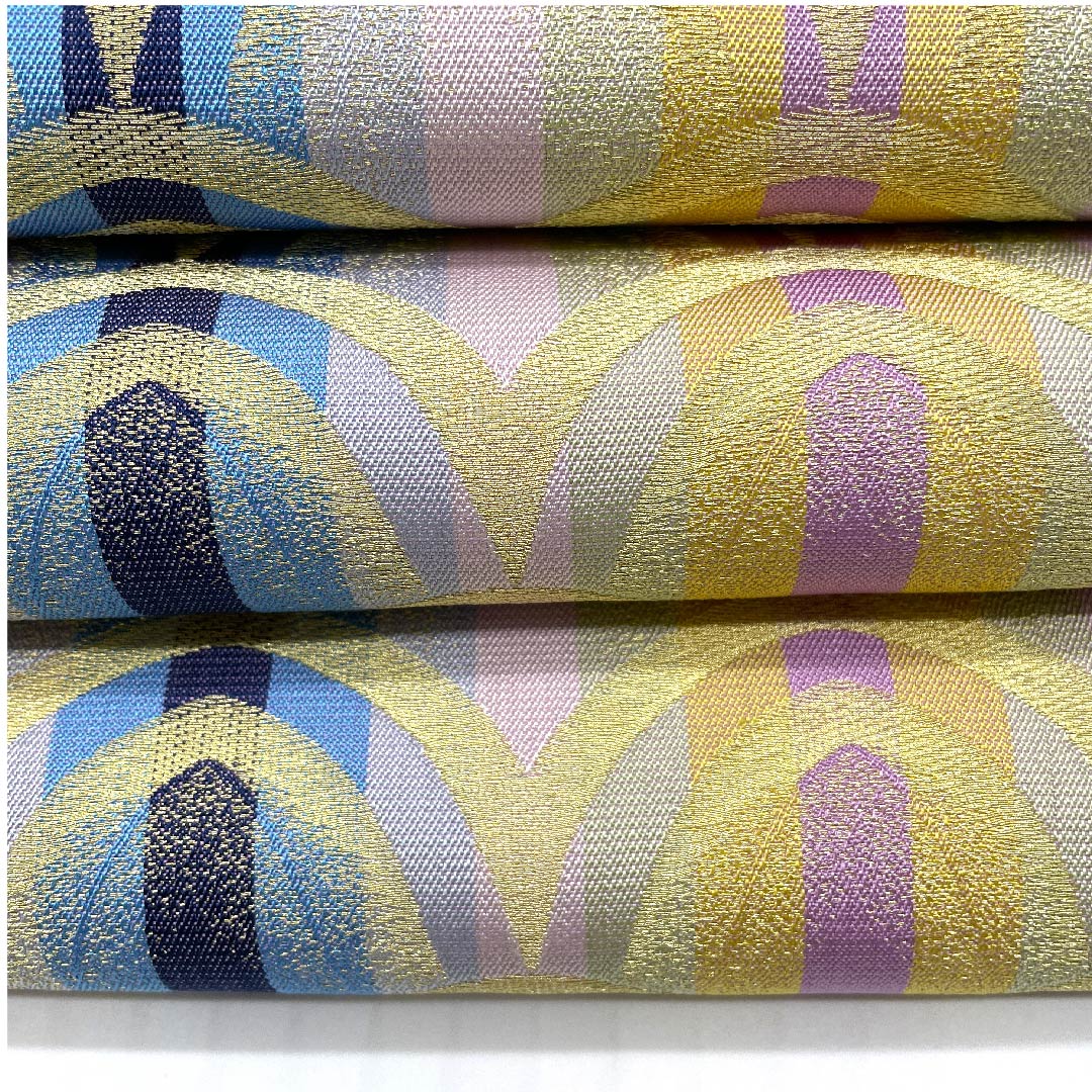 Nagoya obi, gradation, stripes, Seigaiha pattern, obi length 362cm, pure silk, A rank, full length, semi-formal, gradation, 1124003213399, open tailoring