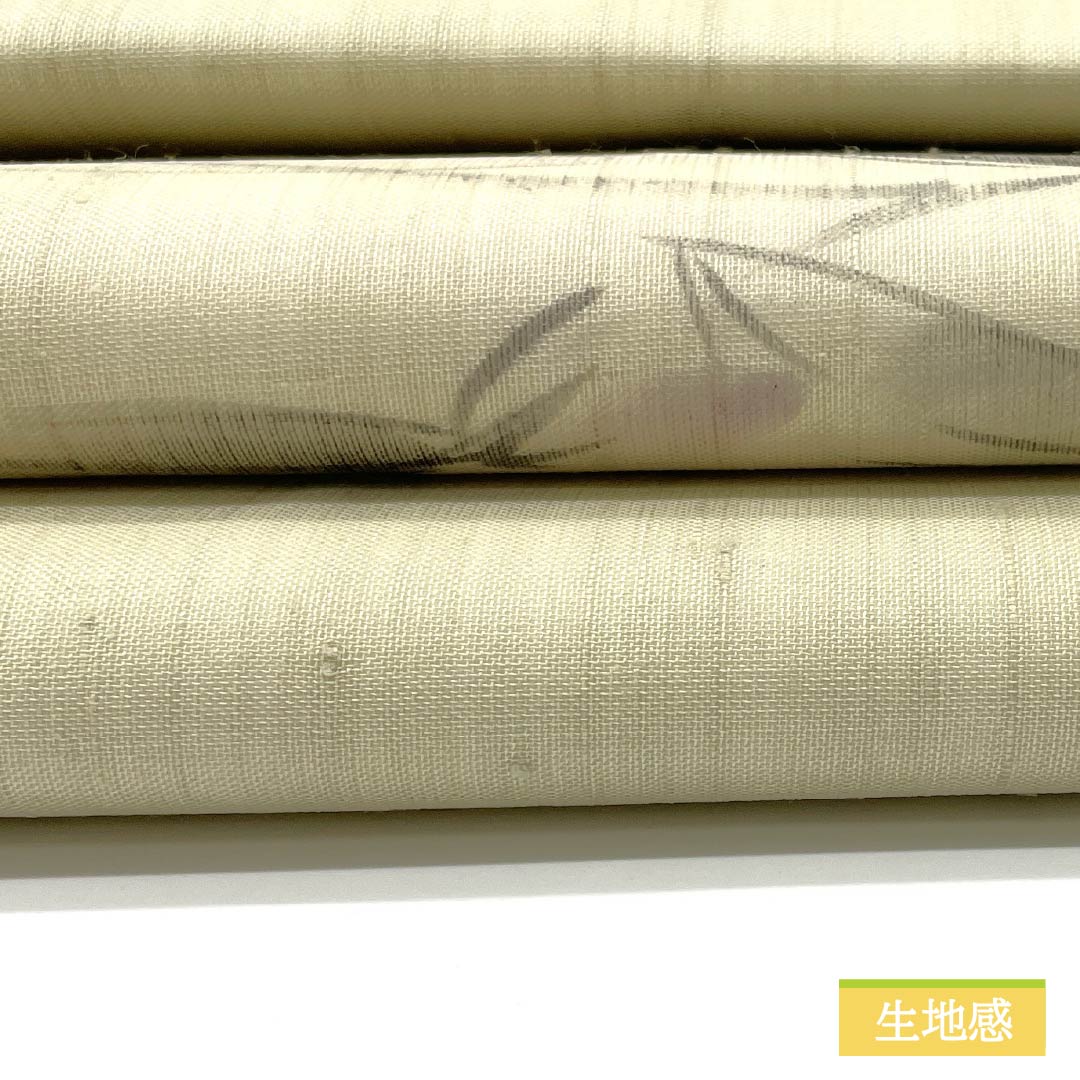 Nagoya Obi, Pure Silk, Rikyu White Brown, Summer Obi, Dyed Obi, Tessen, Length 371cm, S Rank, Point Pattern, Semi-Formal, Cream, 1124006852315, Nagoya Made