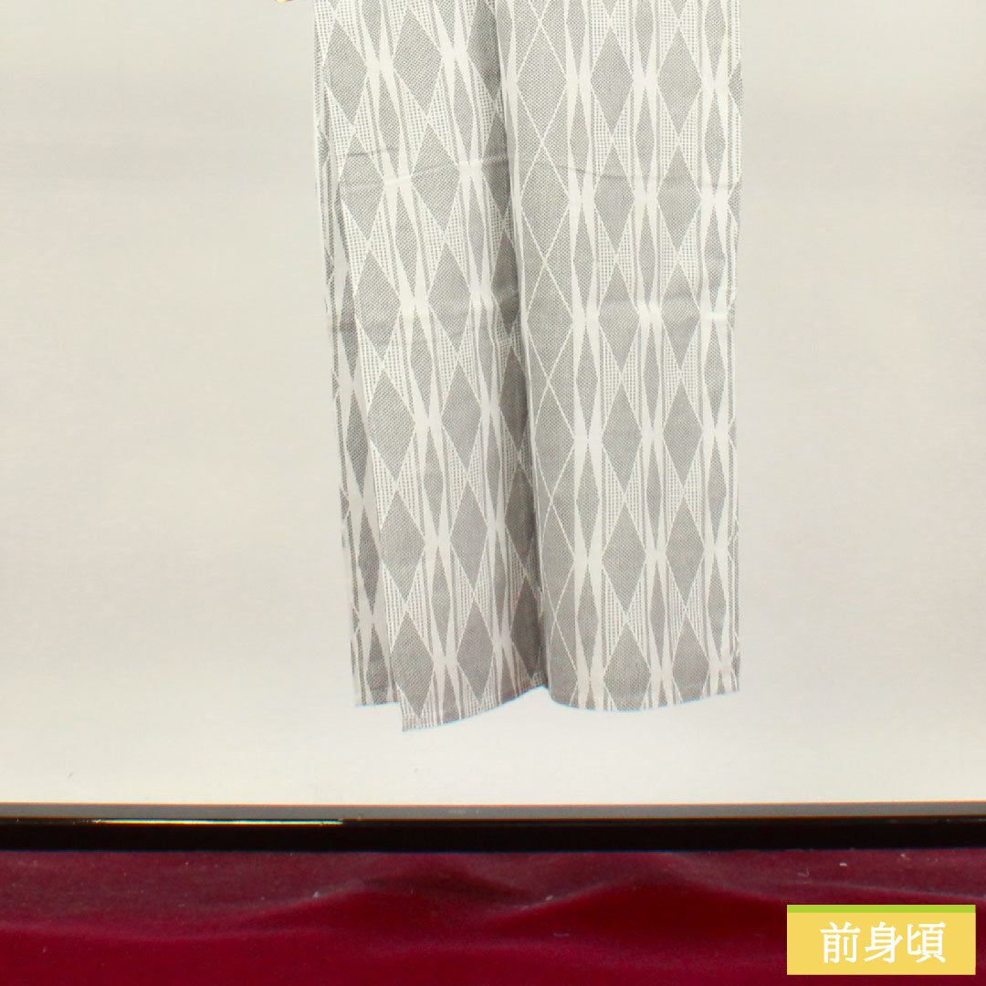 メンズ浴衣 木綿 身丈142.5cm 裄丈67cm Sランク 単衣 白系 幾何学模様 1118004962411