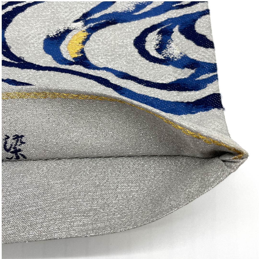 Fukuro obi (light grey) with silver thread, natural ash fermentation, indigo dyeing, abstract pattern, obi length 436cm, pure silk, A rank, six-pass, formal, grey, 1123007533322