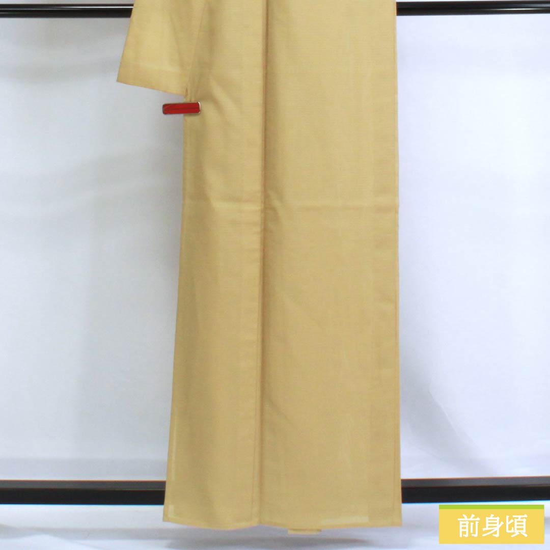 Summer Solid Color Kimono, S Rank, Length 160cm, Sleeve Length 63cm, Pear-Colored Kimono, with a False Undershirt, Washable, Yellow-Tone Silk, Product Number: 1132003102423
