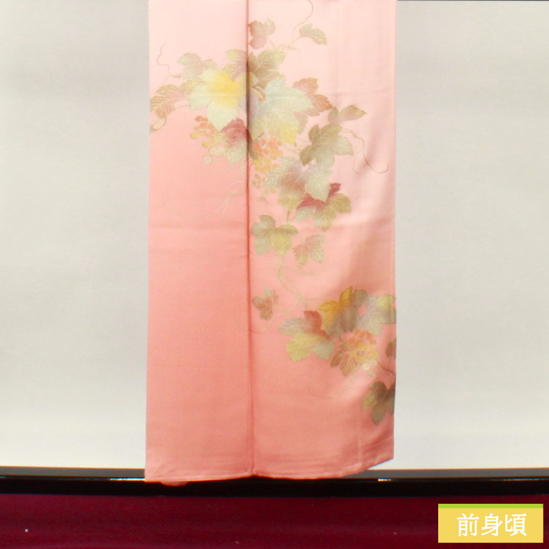 訪問着 正絹 袷 身丈152.5cm 裄丈63.5cm 曙色(あけぼのいろ) 金彩友禅 和田光正 草花模様 Sランク ピンク系 1112004782213