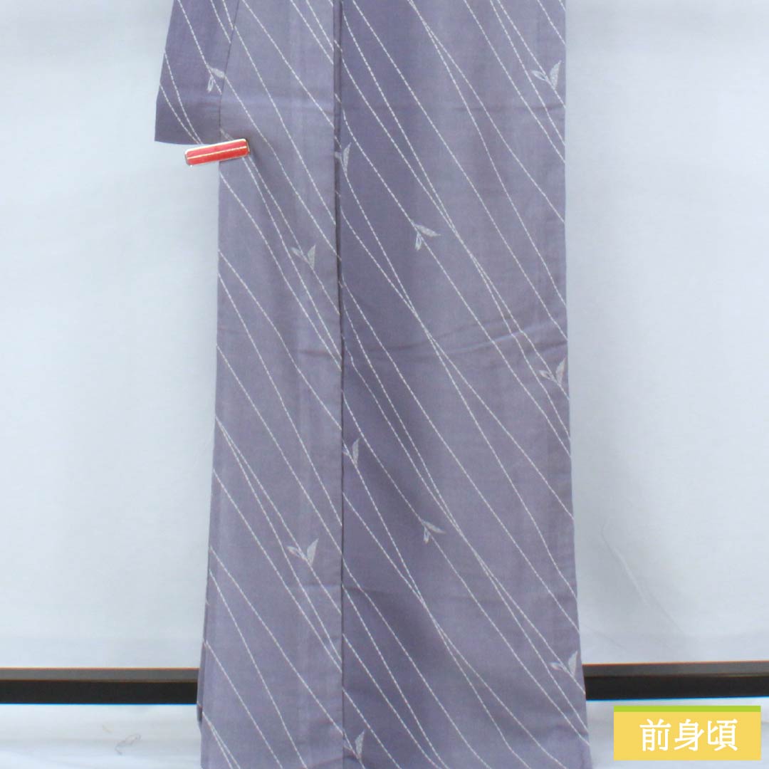 夏物 ポリエステル 小紋 身丈171.5cm 裄丈67cm 相思鼠色(そうしねずいろ) 抽象模様 洗える着物 紗 Sランク グレー系 1132002572622