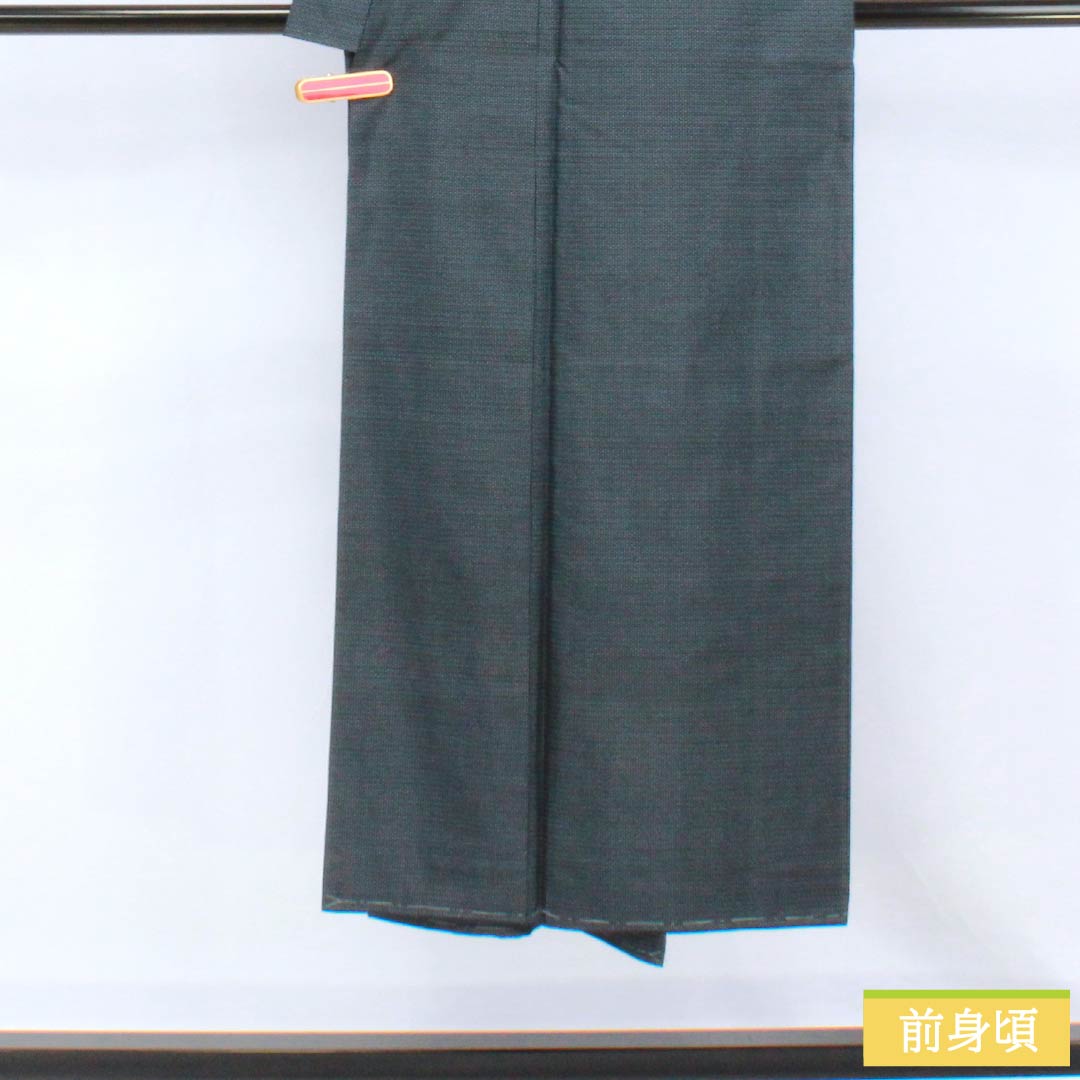男物 正絹 Sランク 身丈143.5cm 裄丈67.5cm 本場大島紬 100亀甲 しつけ糸付き アンサンブル 袷 紺系 1119001072418