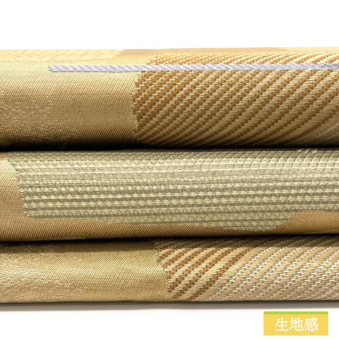名古屋帯 東京白茶色(とうきょうしらちゃいろ) 作家物 抽象模様 帯丈361cm 正絹 Sランク ポイント柄 セミフォーマル ベージュ系 1124008402325 名古屋仕立て