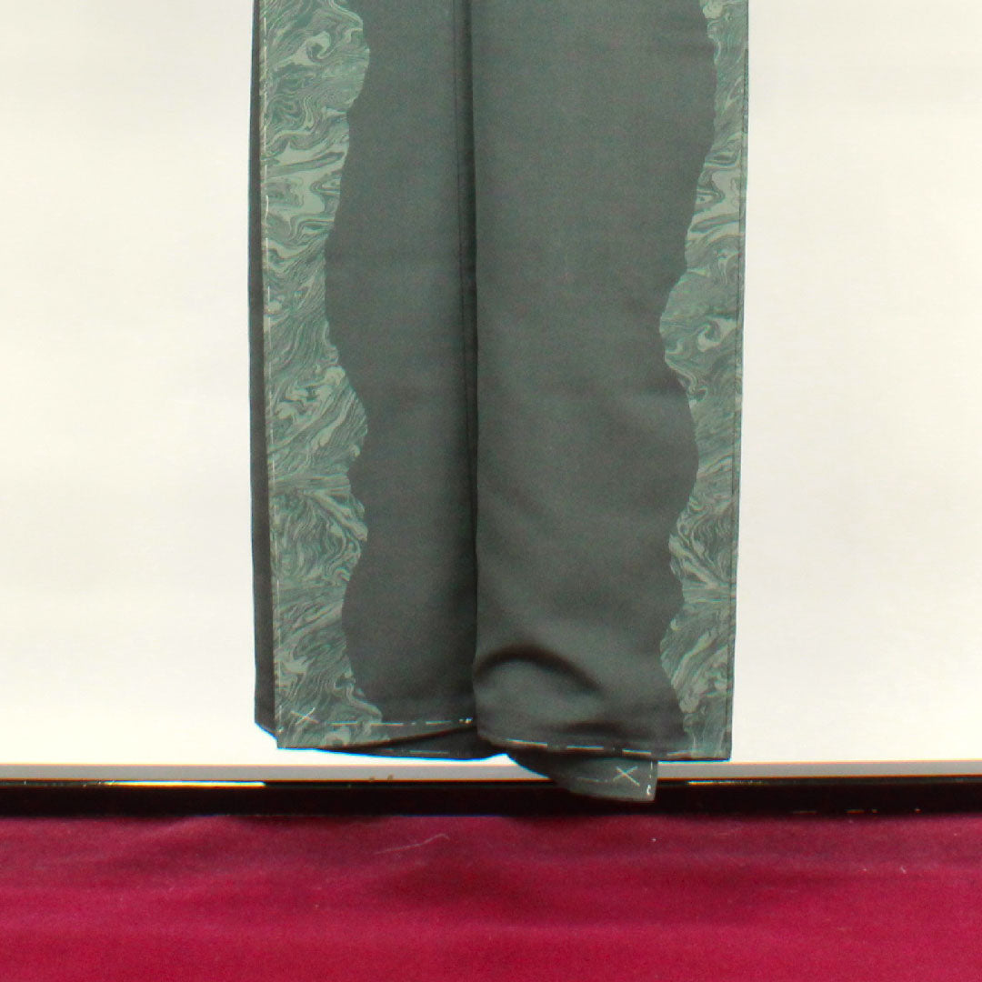 訪問着 袷 身丈151cm 裄丈61.5cm 鉄鼠色 流水 正絹 Aランク グレー系 1112002553222
