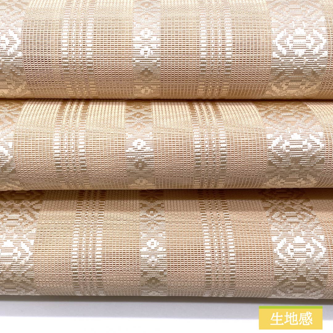 Nagoya Obi, Light-Colored (Usunikuro), Summer Obi, Hakata-ori, Kenjo Pattern, 359cm Long, Pure Silk, S-Rank, Full Length, Casual, Cream-Colored, 1124008652315, Pine Needle Pattern