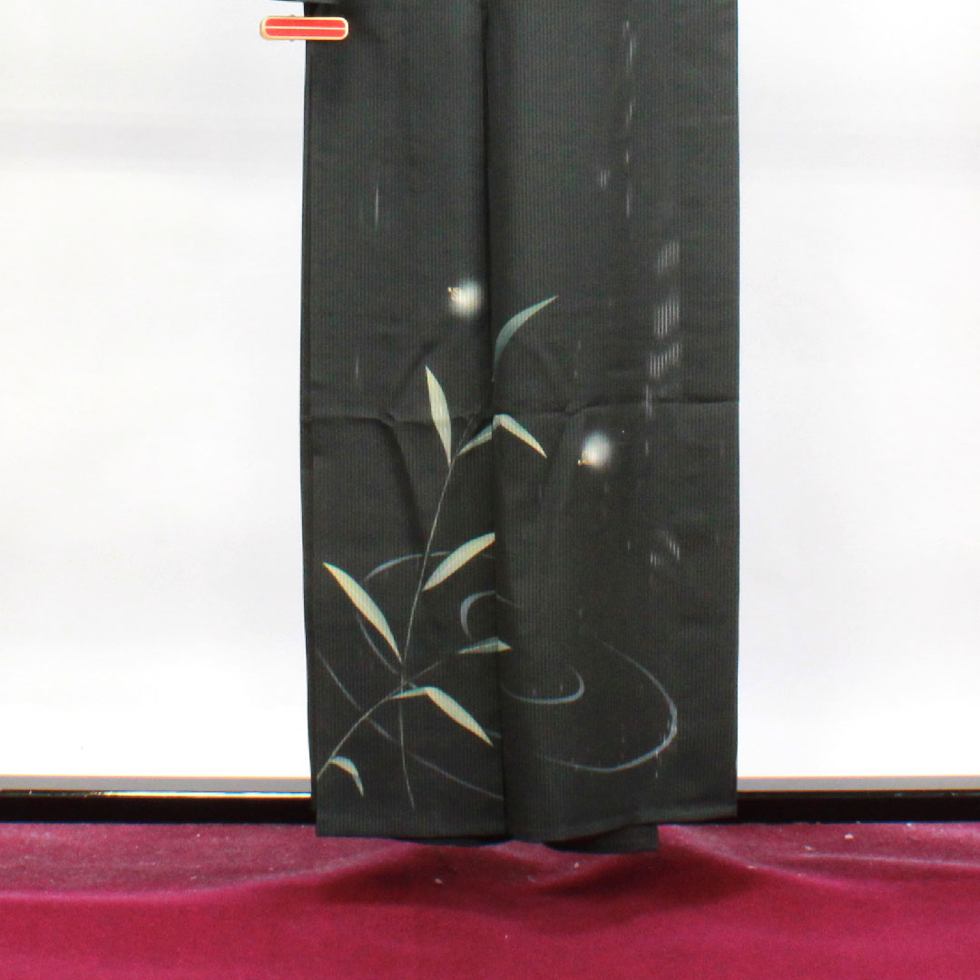 夏物 正絹 訪問着 身丈156.5cm 裄丈63cm 竪絽(たてろ) 蛍 絽 Sランク 黒系 1132001102310