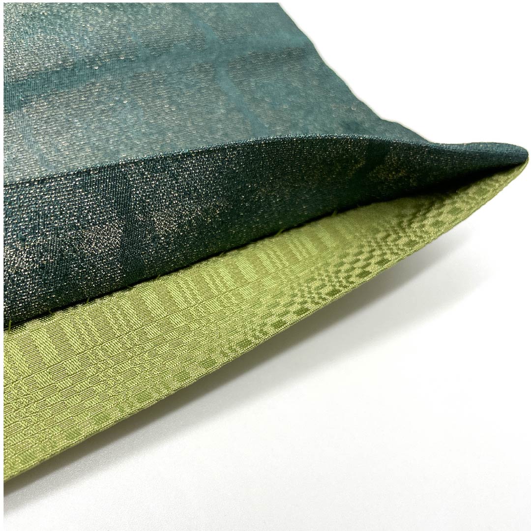 Fukuro Obi (Pine Needle Color) Flower Pattern Dyed Obi Length 440cm Pure Silk B Rank Point Pattern Semi-Formal Green 1123005534319