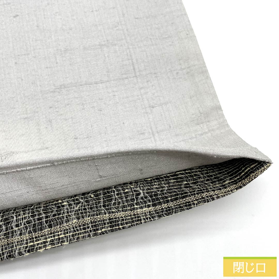 White-gray fukuro obi (bag sash) by Katayama Kensui, reversible, Kinkakuji temple, large characters, obi length 452cm, pure silk, S rank, point pattern, casual, gray, 1123011182422