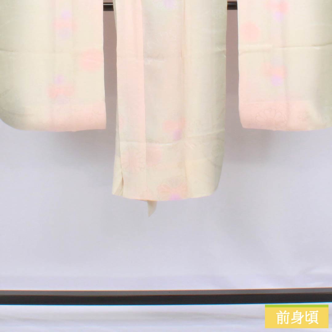 長襦袢 正絹 Sランク 身丈119cm 裄丈61.5cm 単衣 乙女色(おとめいろ) ぼかし染 菊 半衿付き ピンク系 1129000842113