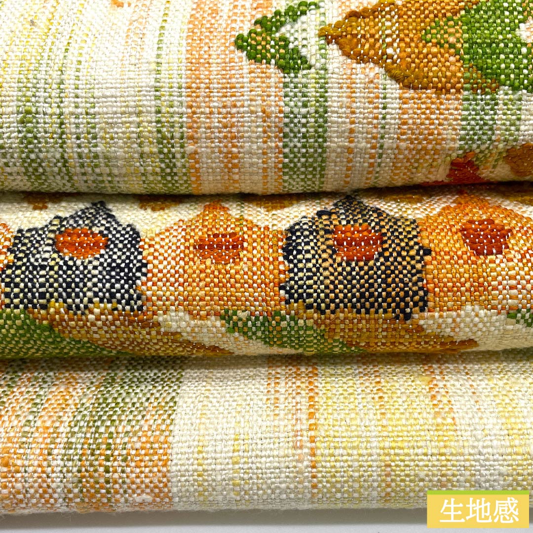 Nagoya obi, off-white, Greek pattern, pongee fabric, obi length 353.5cm, pure silk, S rank, point pattern, casual, cream color, 1124005992315, pine needle style
