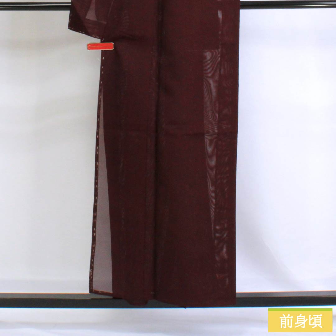 夏物 ポリエステル 色無地 Aランク 身丈155.5cm 裄丈62.5cm 木蘭色(もくらんじき) しつけ糸付き 洗える着物 絽 紫系 1132003143320