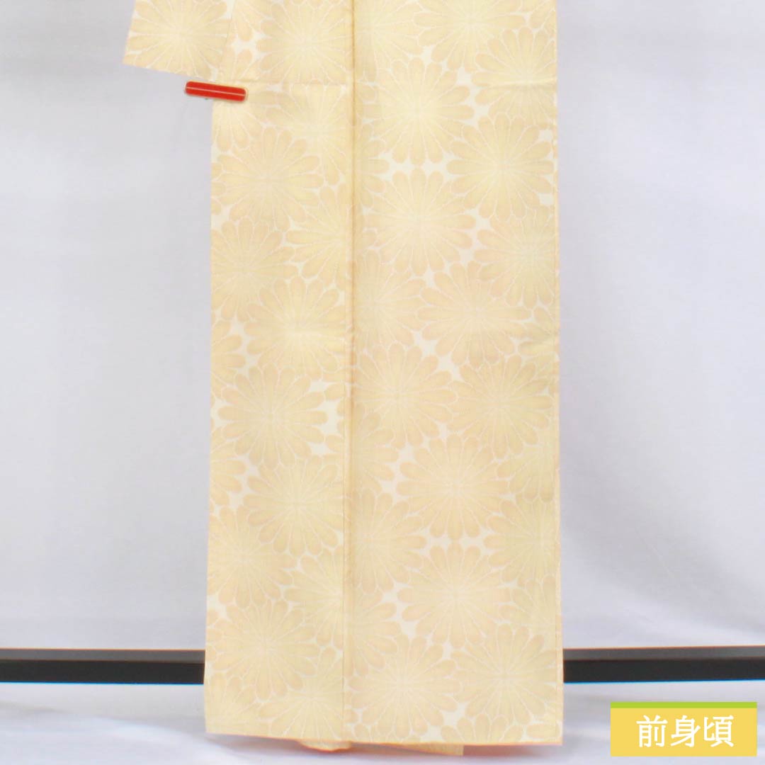 紬 正絹 Aランク 身丈163cm 裄丈66.5cm 白大島 花柄 本場大島紬 しつけ糸付き 袷 白系 1116004963411