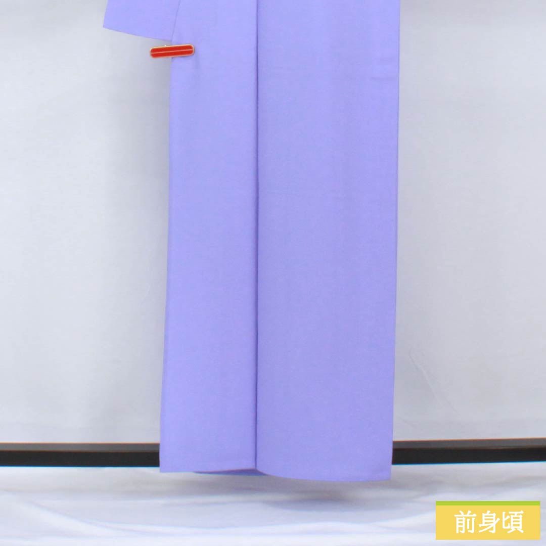 色無地 ポリエステル 身丈158cm 裄丈66cm 竜胆色(りんどういろ) 素無地 洗える着物 単衣 Sランク 紫系 1114002192320