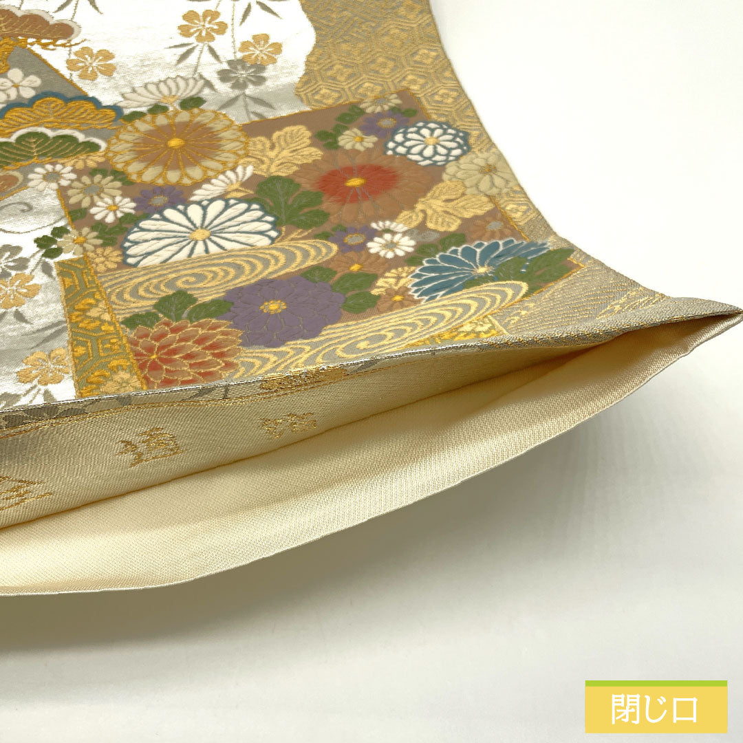 袋帯 正絹 Sランク 西陣織 引箔 全通箔 吉祥文様 留袖用 帯丈428cm 六通 フォーマル 銀系 1123016272322