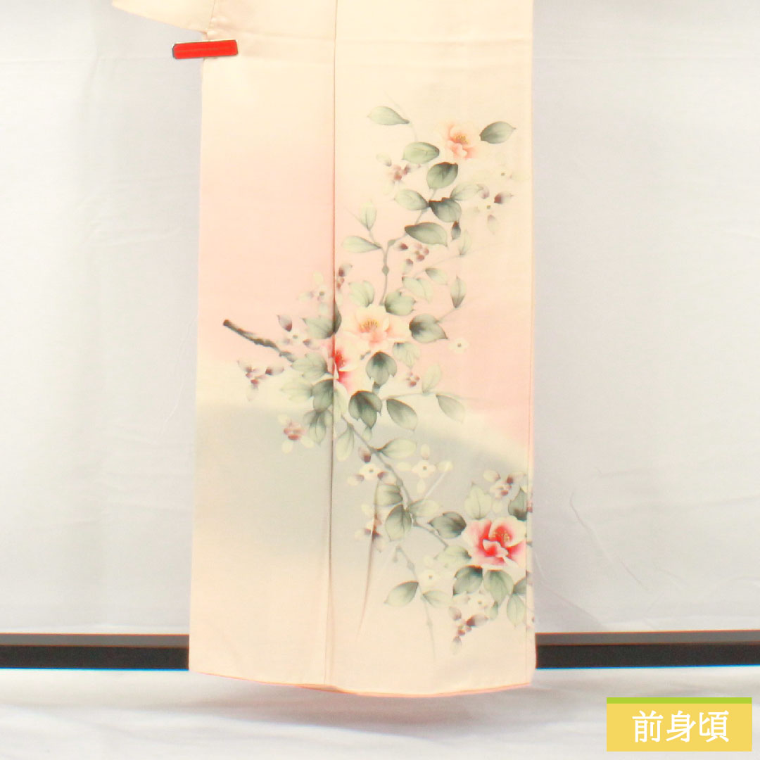 訪問着 正絹 袷 身丈157cm 裄丈64cm 京友禅 草花模様 しつけ糸付き 未使用品 Sランク ピンク系 1112005182313