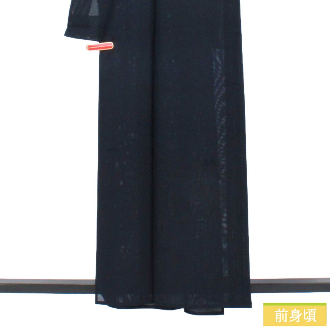 夏物 正絹 色無地 Aランク 身丈159.5cm 裄丈64.5cm 濃紺色(のうこんいろ) 草花模様 紋紗 紗 紺系 1132003723318