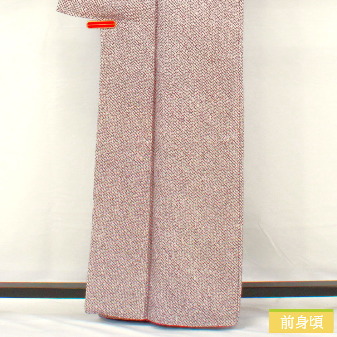 Small pattern, pure silk, length 163cm, sleeve length 63.5cm, lined, grape purple, all-dyed, Hikita-dyed, A-rank, purple, 1115004663420