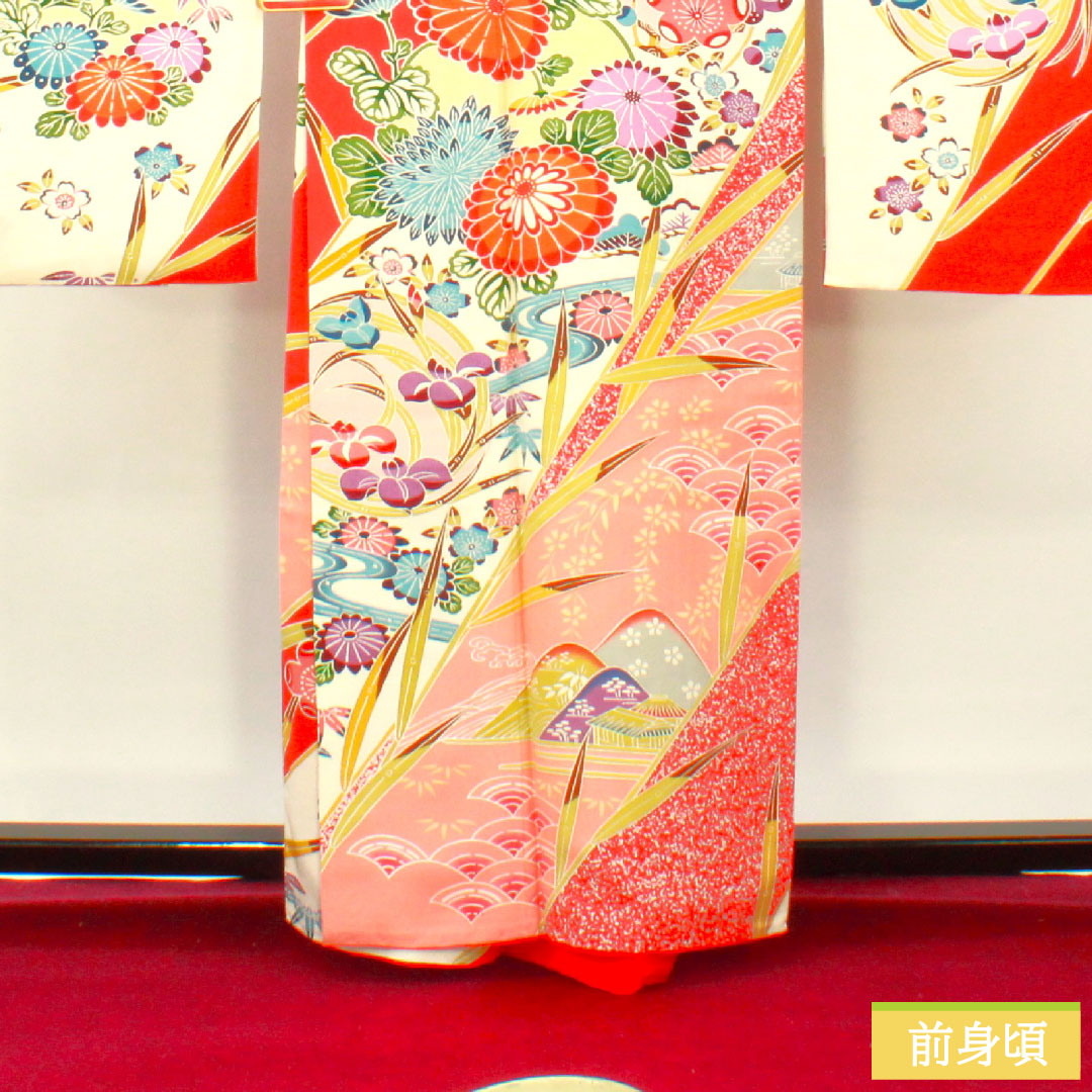 振袖 正絹 身丈161.5cm 裄丈62.5cm 袷 土耳古赤色(とるこあかいろ) 吉祥文様 Aランク 赤系 1113002023412