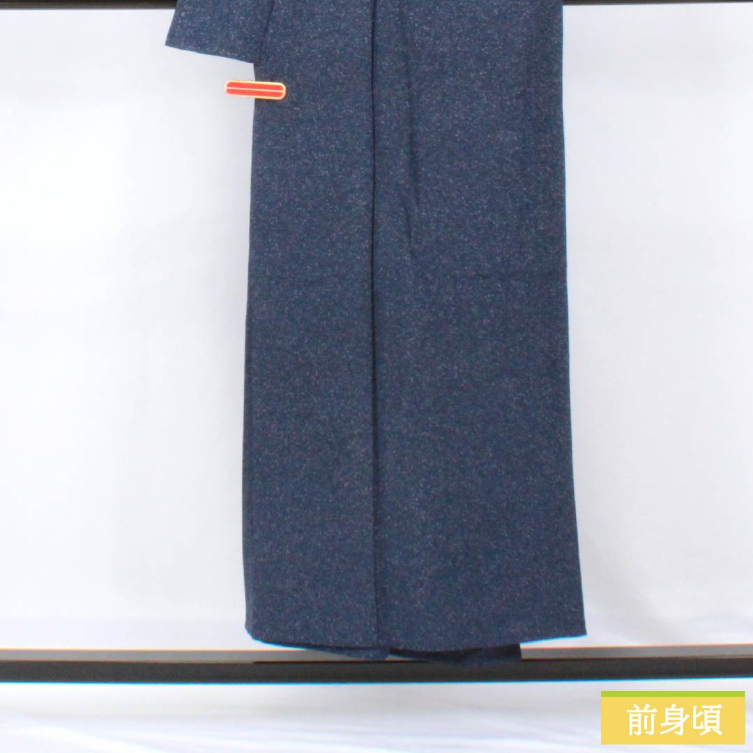 Komon (small pattern) silk S rank, length 150.5cm, sleeve length 65cm, single layer, navy blue (kon-iro) with one crest, ivy pattern, sewn-on dyeing, navy blue, product number 1115007002118