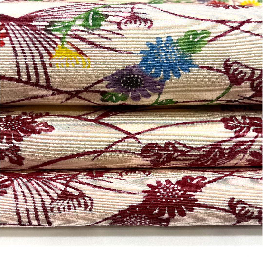 Nagoya obi with floral pattern, stencil dyeing, dyed obi, length 361.5cm, pure silk, A rank, point pattern, casual, red, 1124001883312, Nagoya style