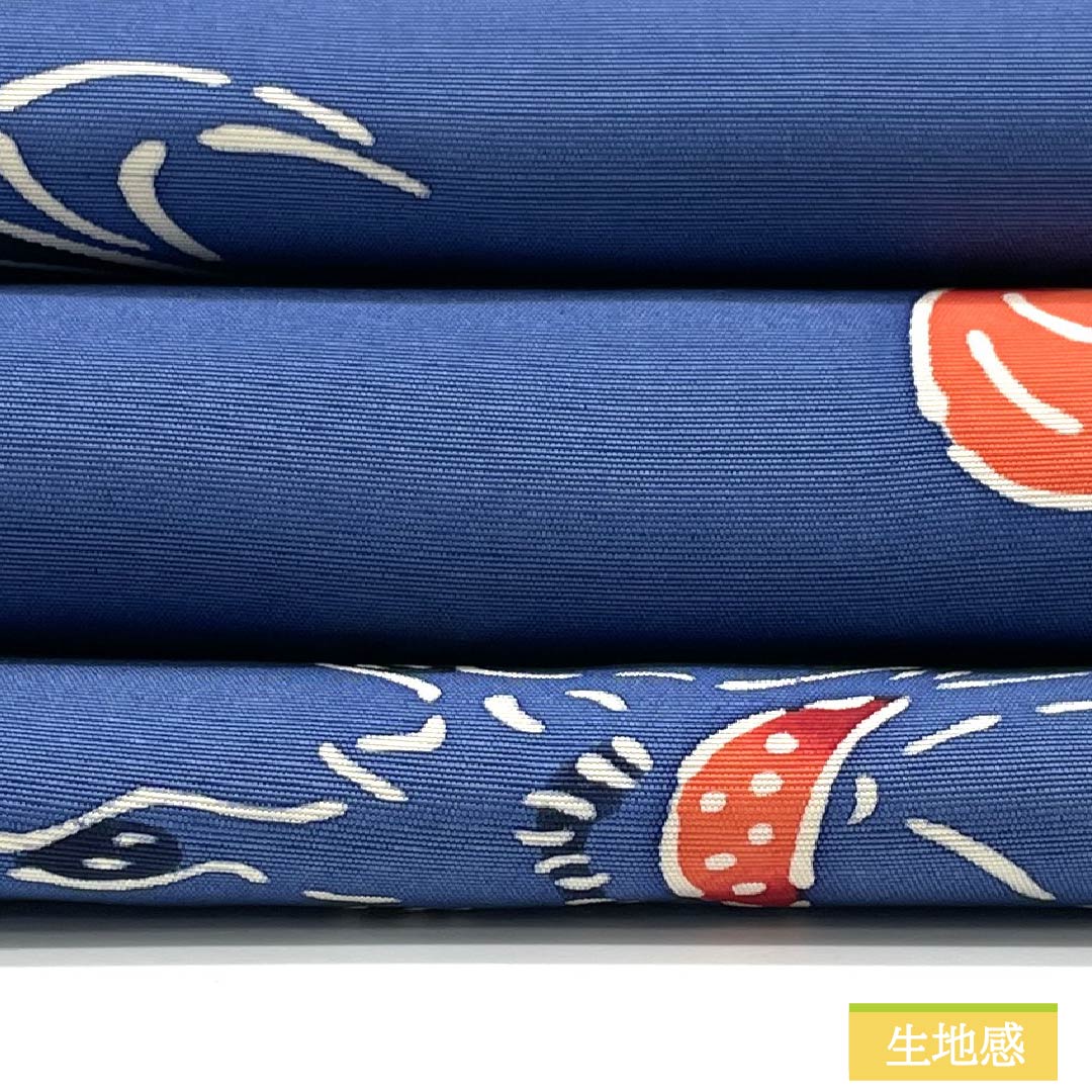 名古屋帯 正絹 Aランク 露草色(つゆくさいろ) 型染 紅型調 花模様 帯丈350cm ポイント柄 カジュアル 青系 1124010583317 名古屋仕立て