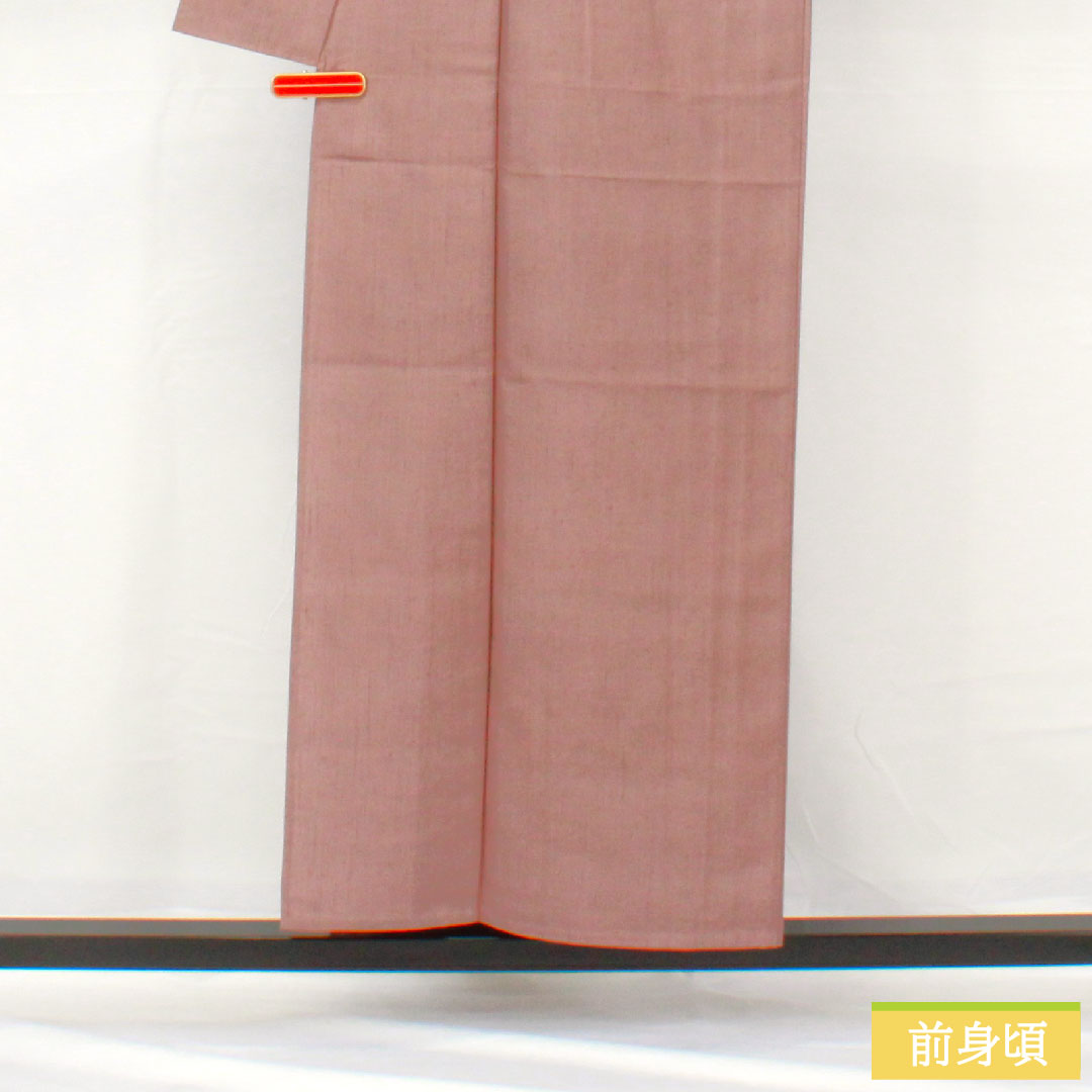 色無地 正絹 身丈154cm 裄丈63cm 葡萄色(えびいろ) 紬地 単衣 Sランク 紫系 1114001622220