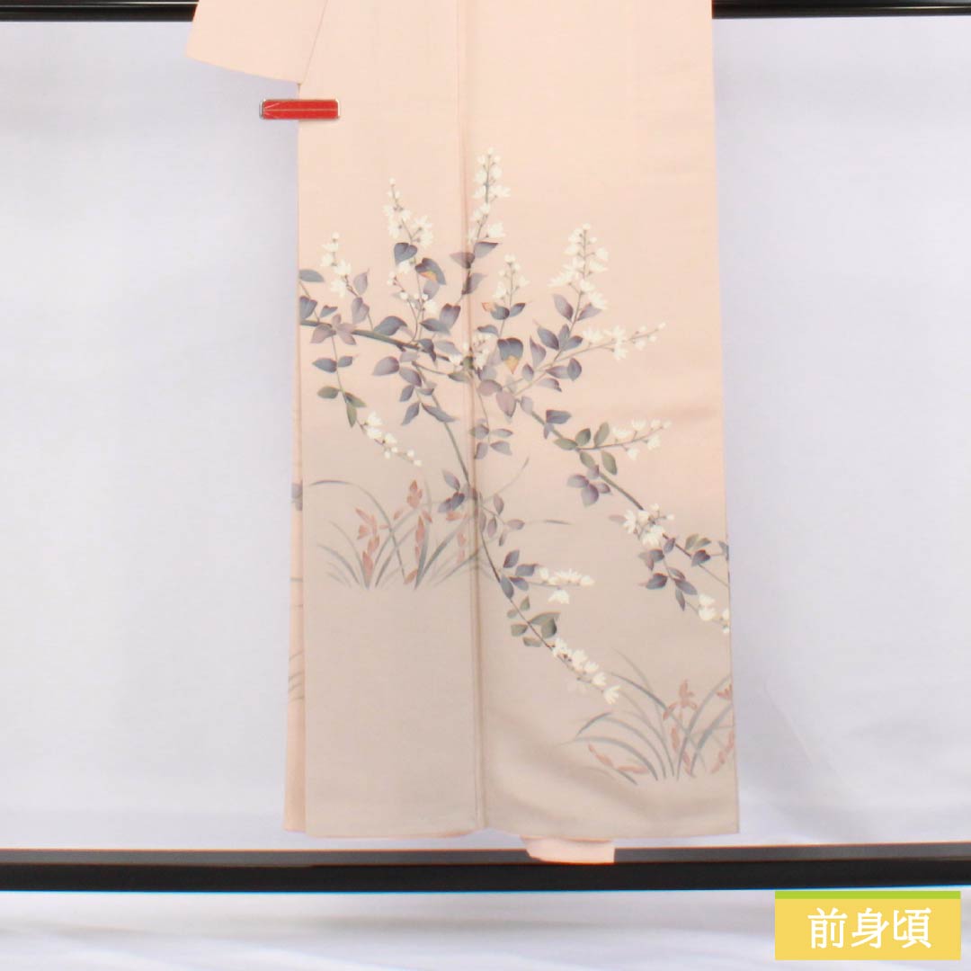 Visiting Kimono, Pure Silk, Grade A, Lined, Length 150.5cm, Sleeve Length 61cm, Otomeiro (Girl's Color), Kaga Yuzen, Floral, Pink, Product Number: 1112006203113