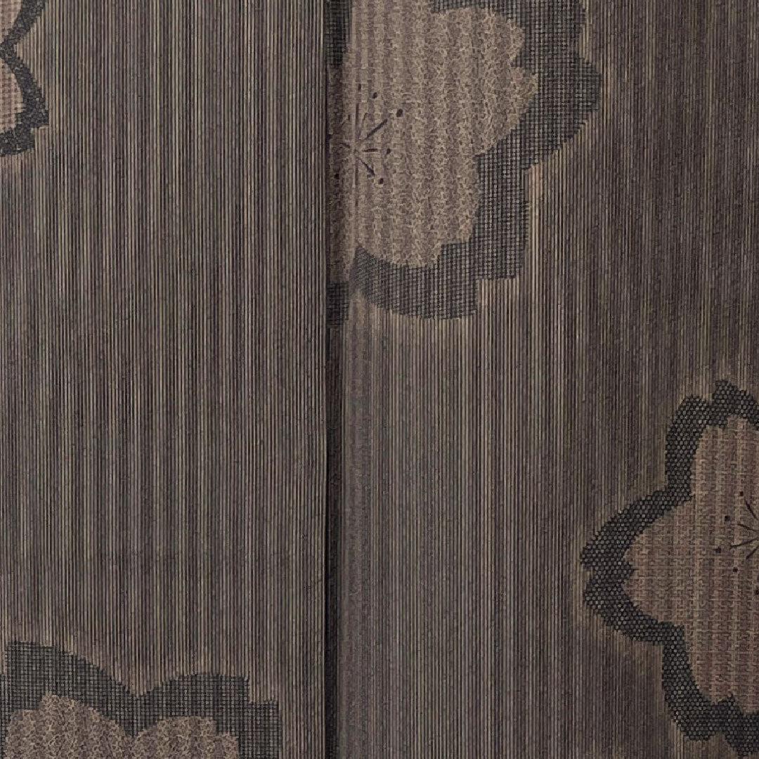 小紋 身丈154.5cm 裄丈62.5cm 袷 高田勝謹製 紅消鼠色 型染 桜 正絹 Sランク 茶系 1115002752214